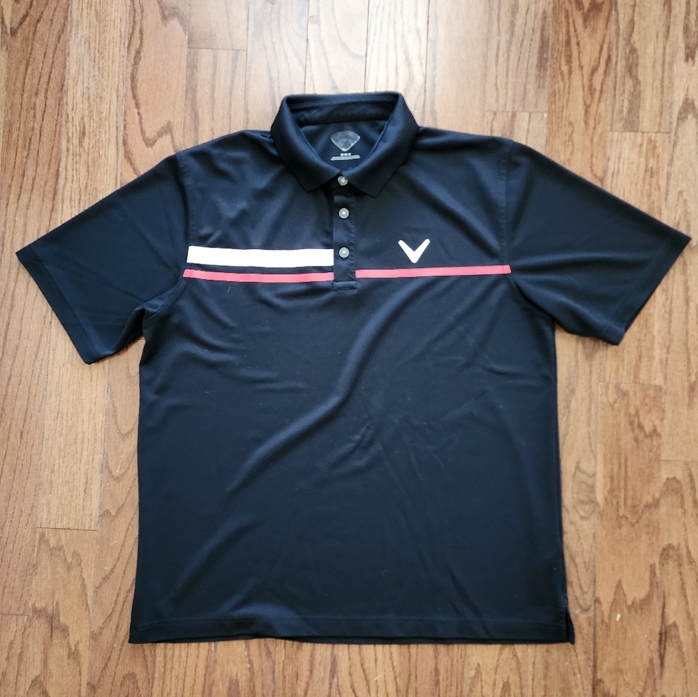 Callaway Men's Medium Black Short Sleeves Golf Polo Causal Top